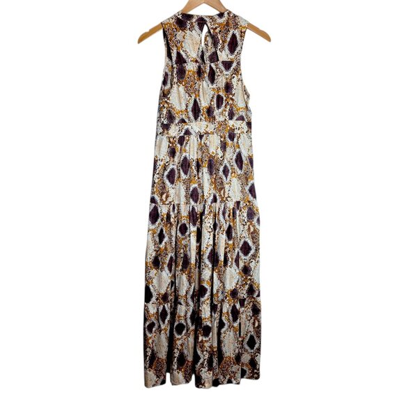 Anthropologie Maeve Snake-Printed Maxi Dress Tiered Cotton Summer Boho Preppy 6P - Picture 5 of 14